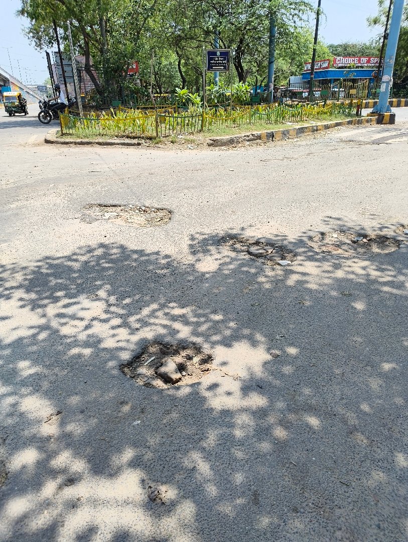 Broken road near RTGS metro Vasundhara
